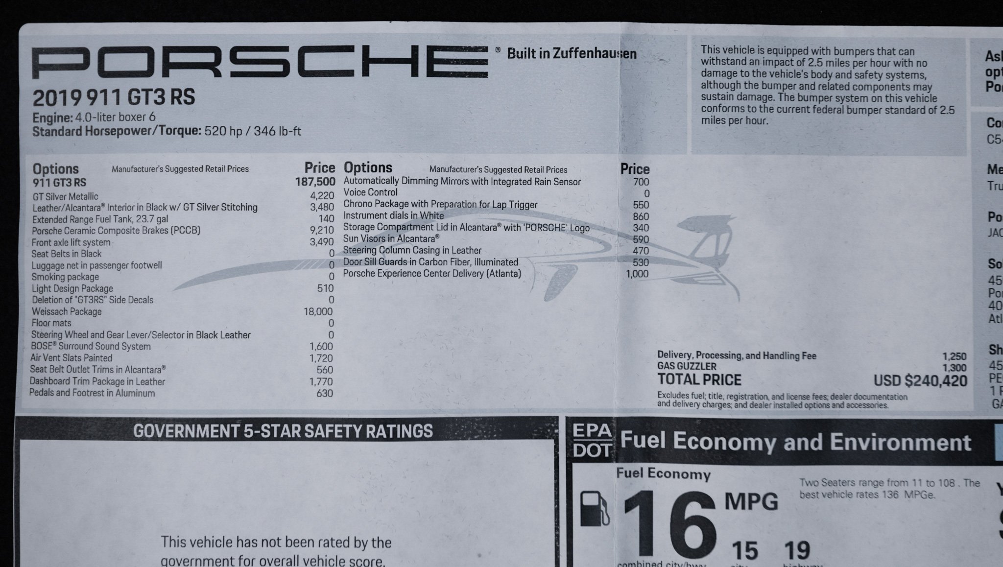 2019 Porsche GT3RS (991.2)